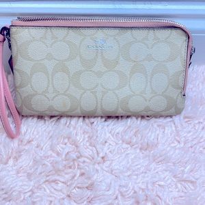 Pink trim coach large wallet or clutch